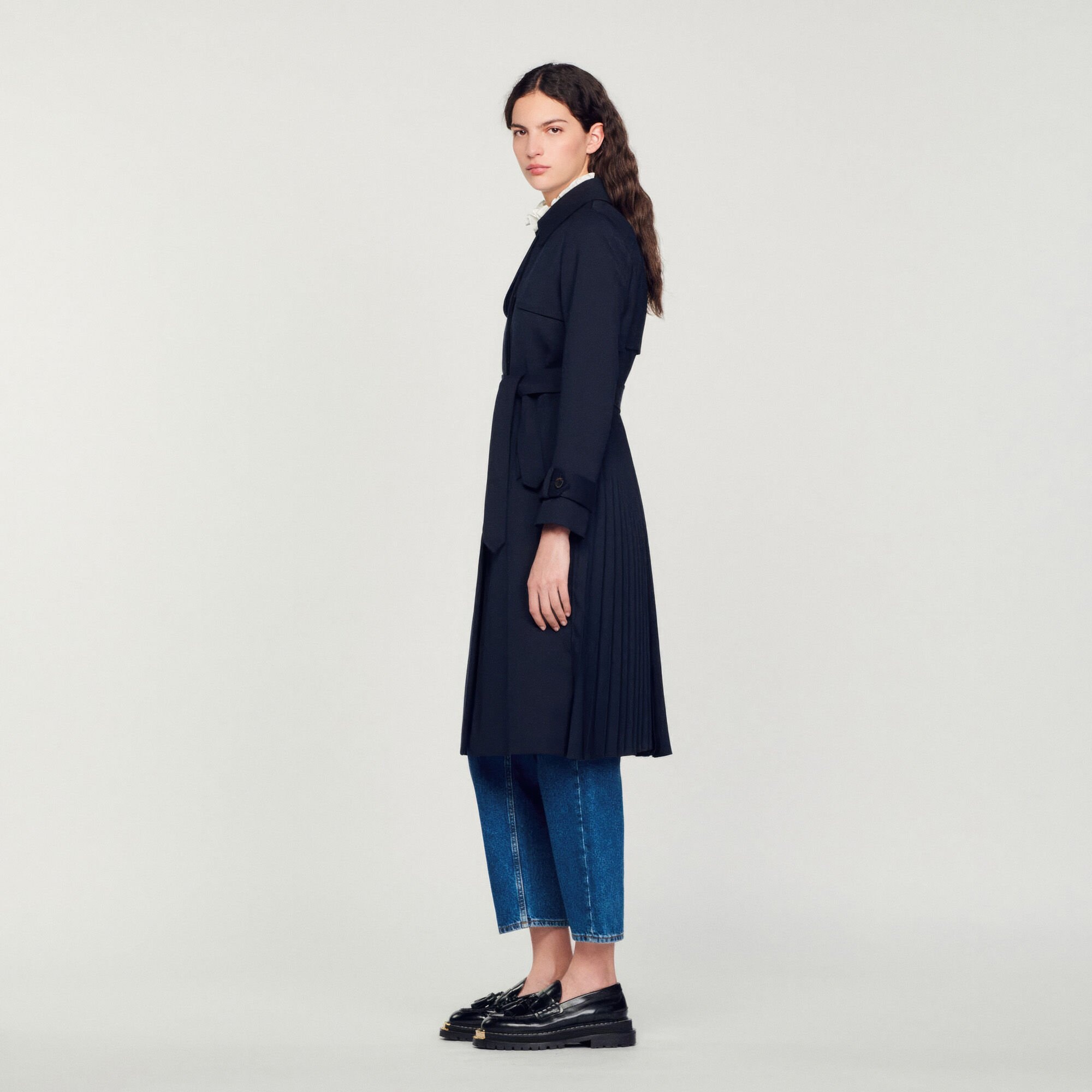 TRENCH COAT WITH PLEATED INSET - 7