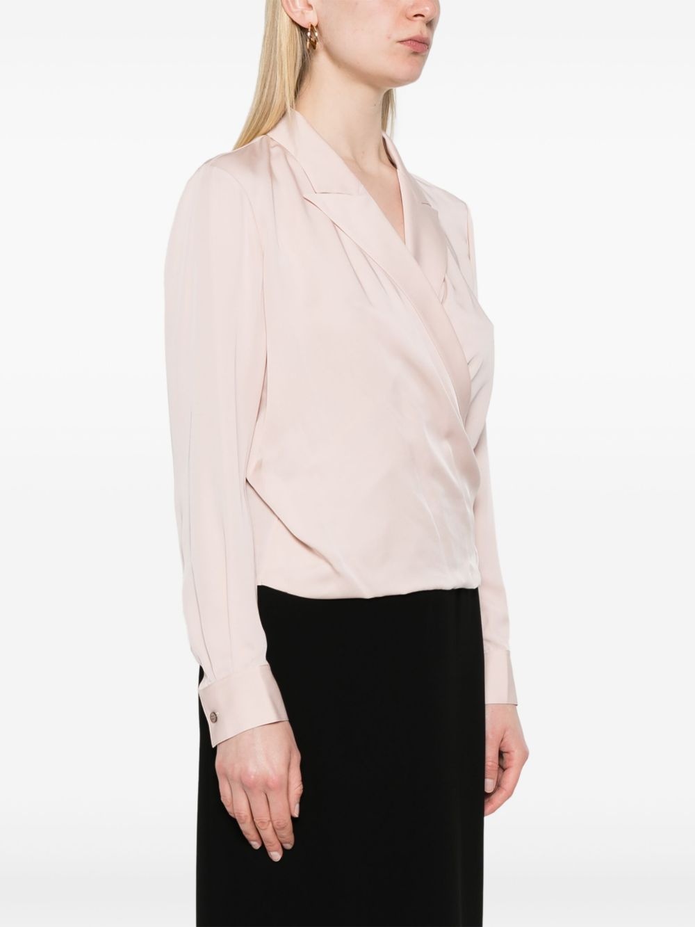 peak lapel wrap blouse - 3