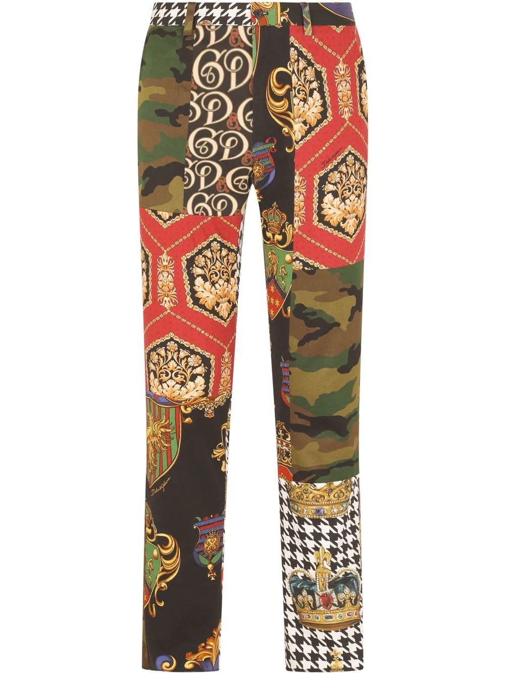 patchwork-print chino trousers - 1