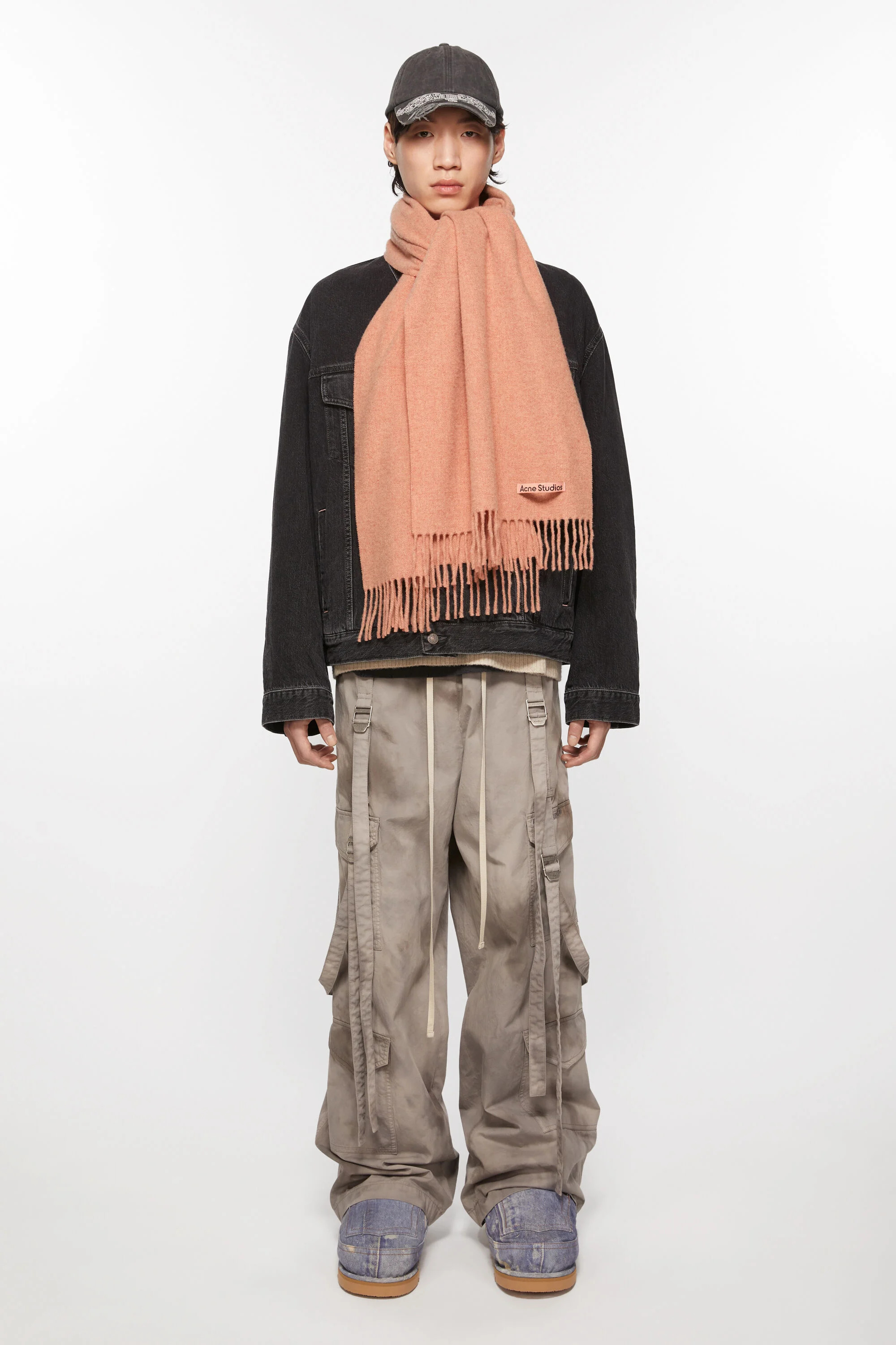 Fringe wool scarf – Narrow - Rose Melange - 3