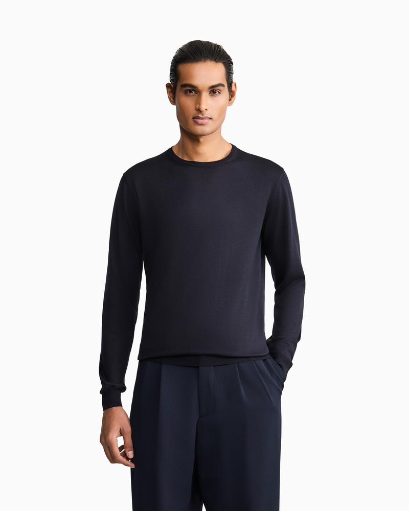 GIORGIO ARMANI Long-sleeved, crew-neck jumper in silk and cotton outlook