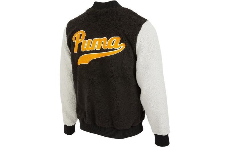 PUMA PUMA Logo Sherpa Baseball Jacket 'Black' 536182-05 outlook