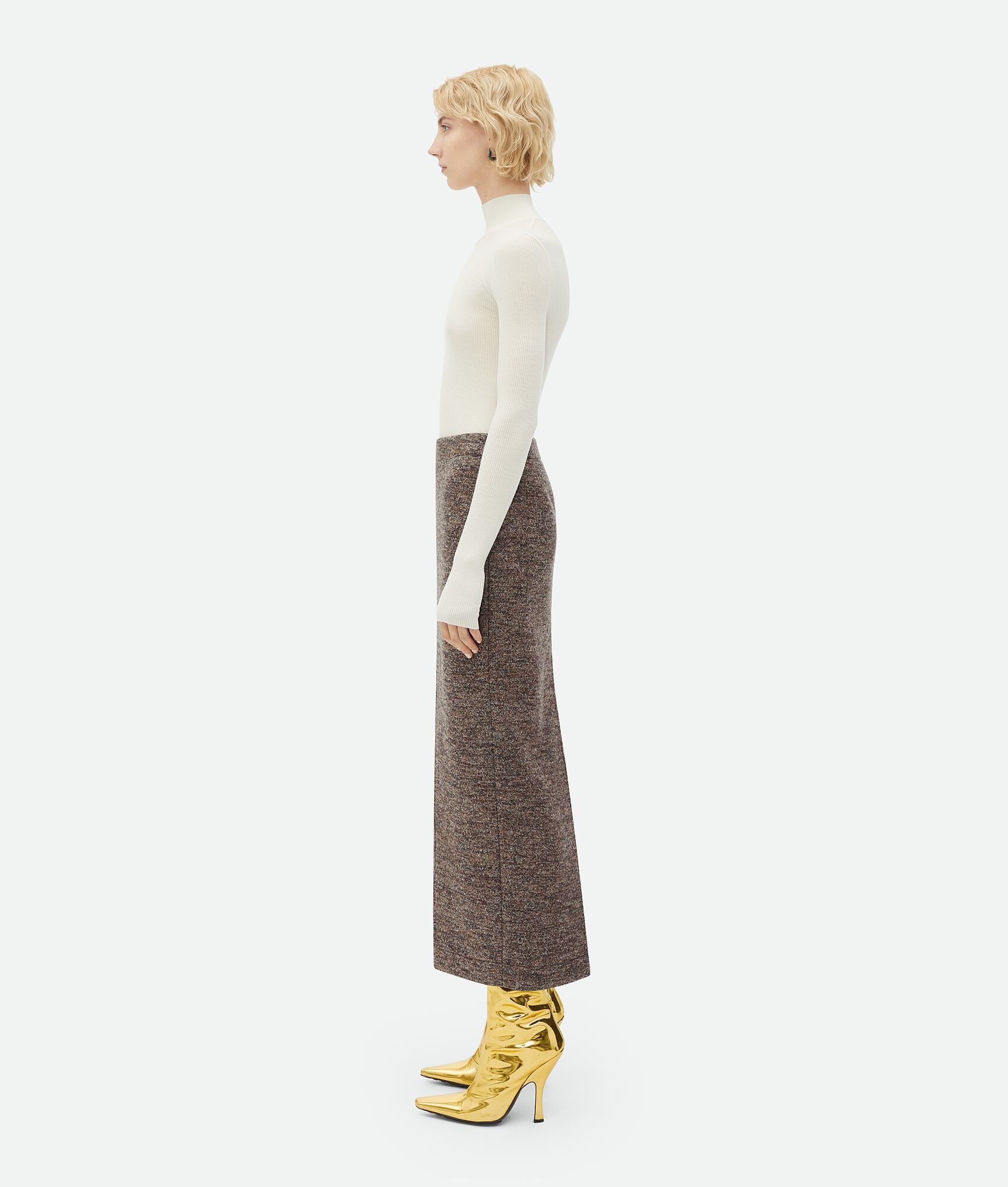 Felt Wool Long Skirt - 2