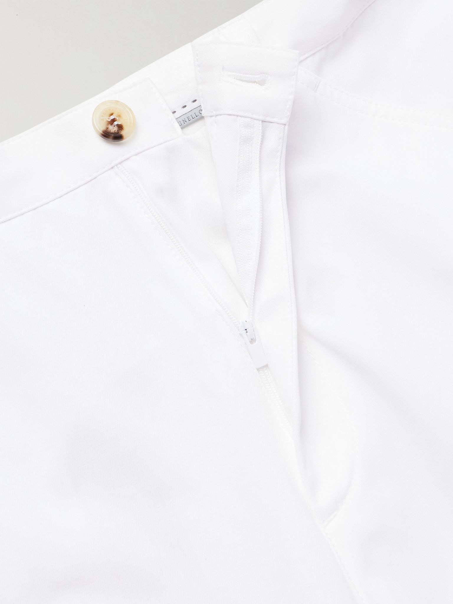 Straight-Leg Pleated Cotton Trousers White - 6