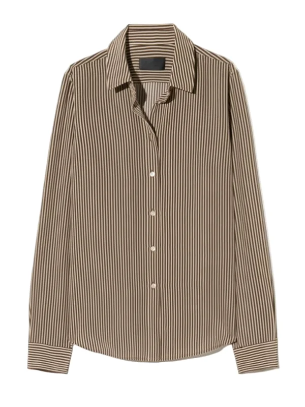 Gaia Slim Shirt in Chocolate Stripes - 1