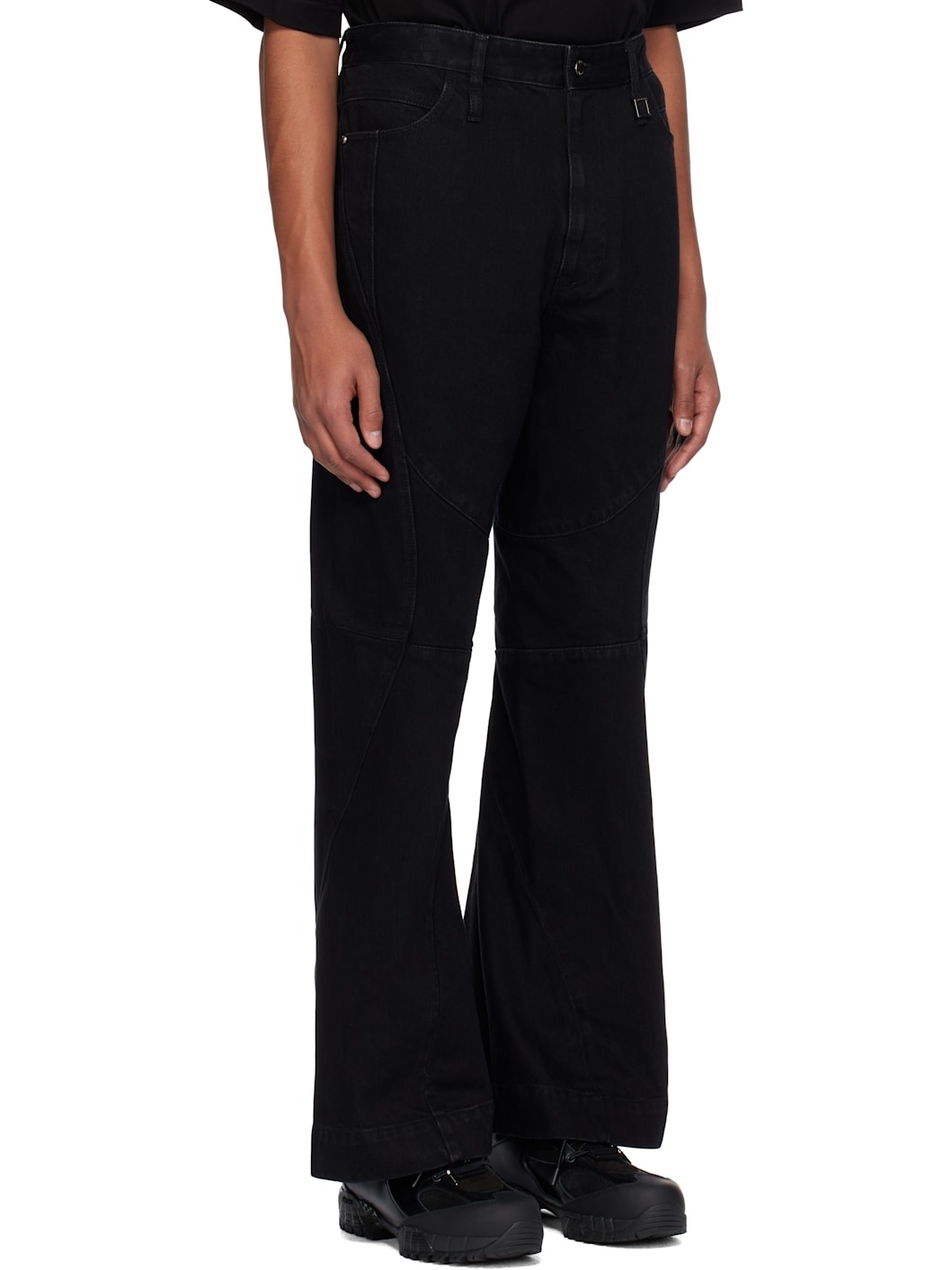 Black Paneled Jeans - 2
