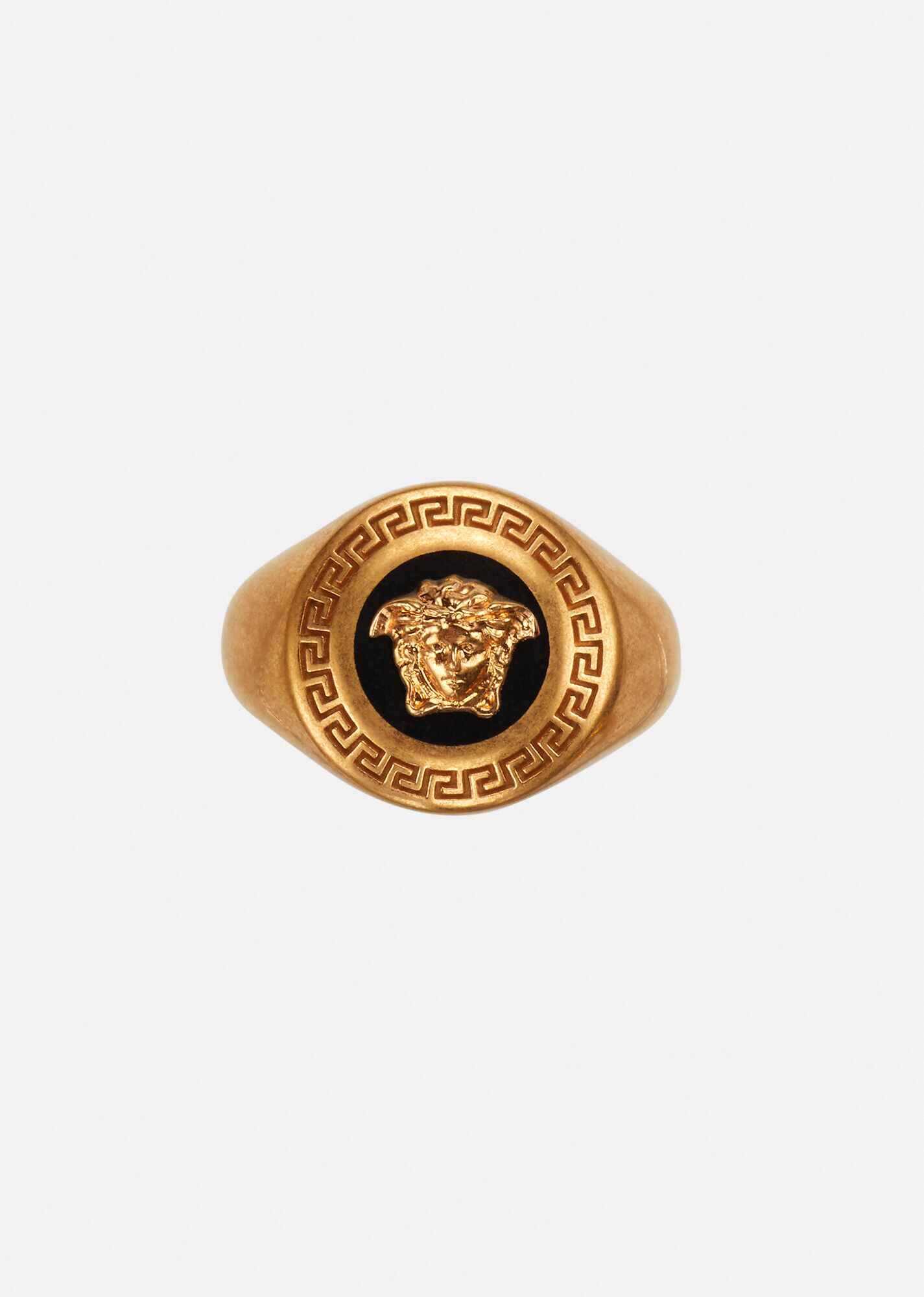 Medusa Enamel signet ring - 1