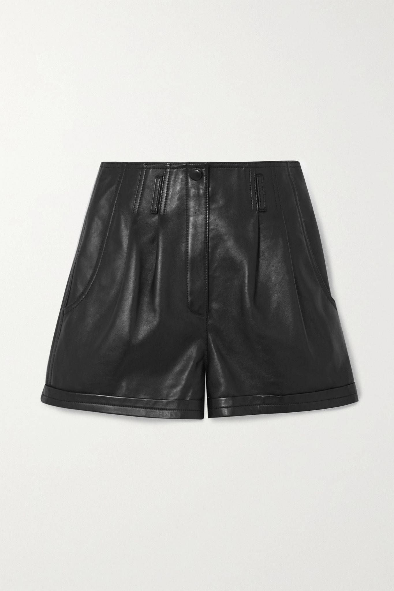 Pleated leather shorts - 1