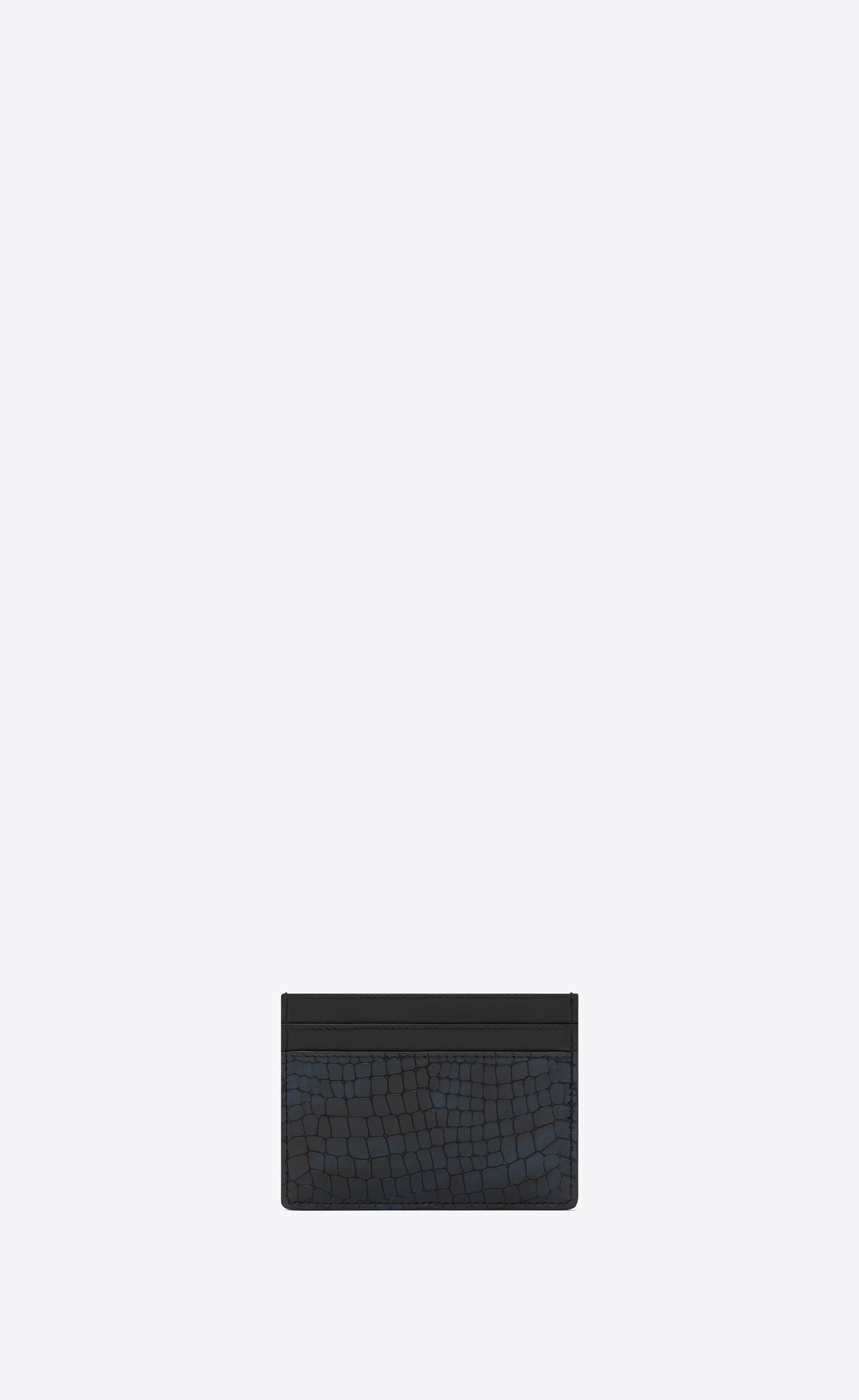 cassandre saint laurent card case in shiny crocodile-embossed leather - 2