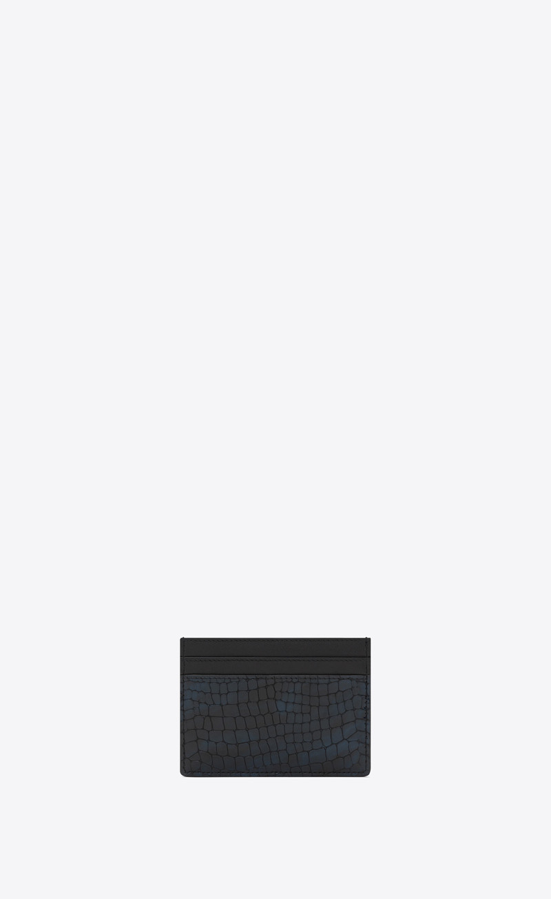 SAINT LAURENT cassandre saint laurent card case in shiny crocodile-embossed leather outlook