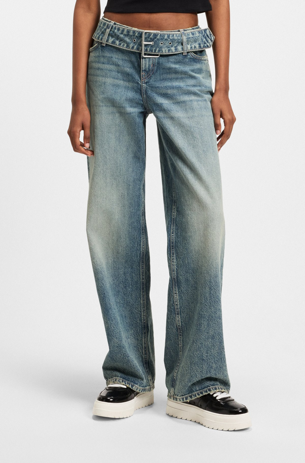 BAGGY-FIT JEANS WITH DENIM BELT - 2