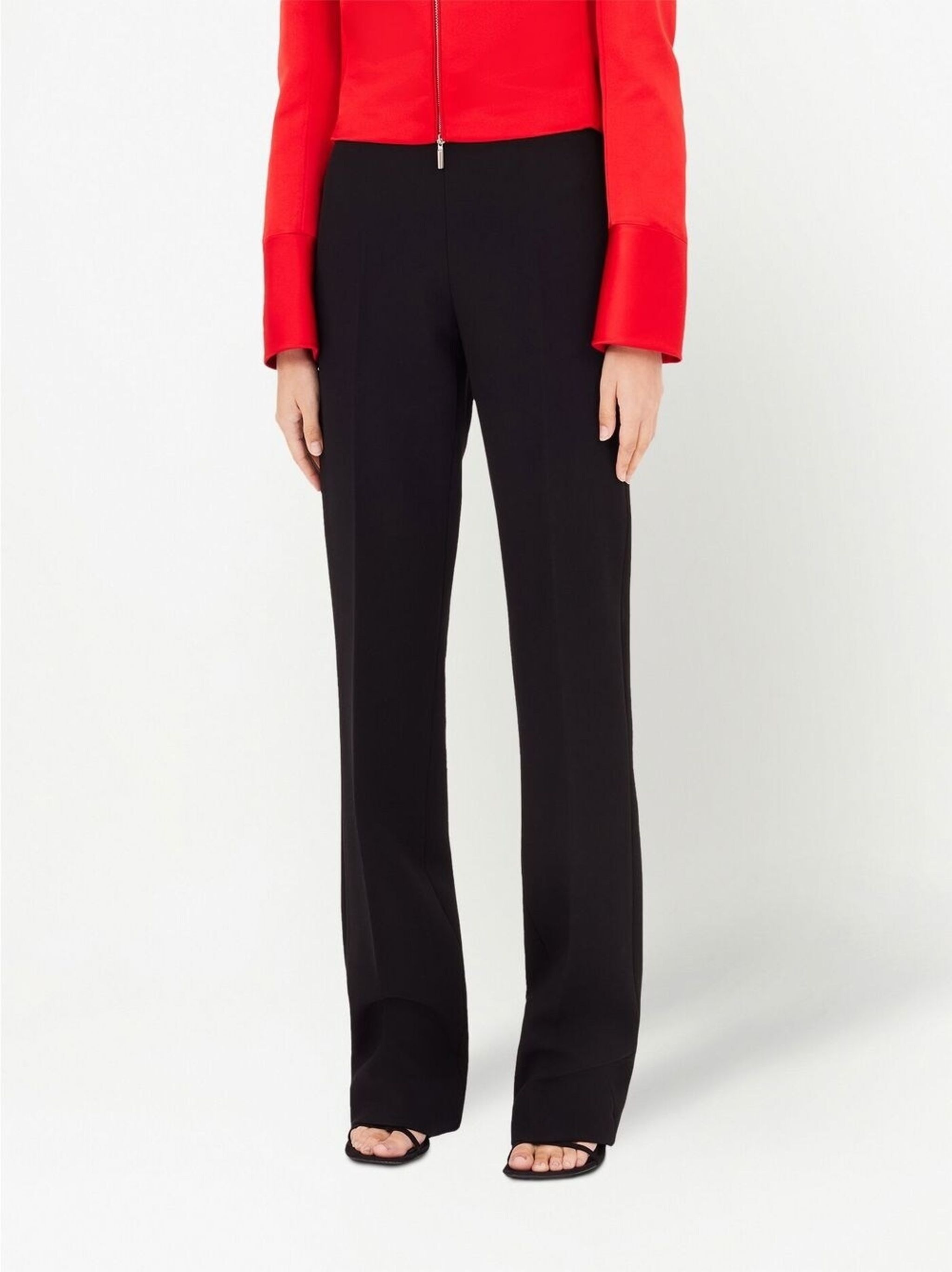 FERRAGAMO Pleated stretch-ponte straight-leg pants