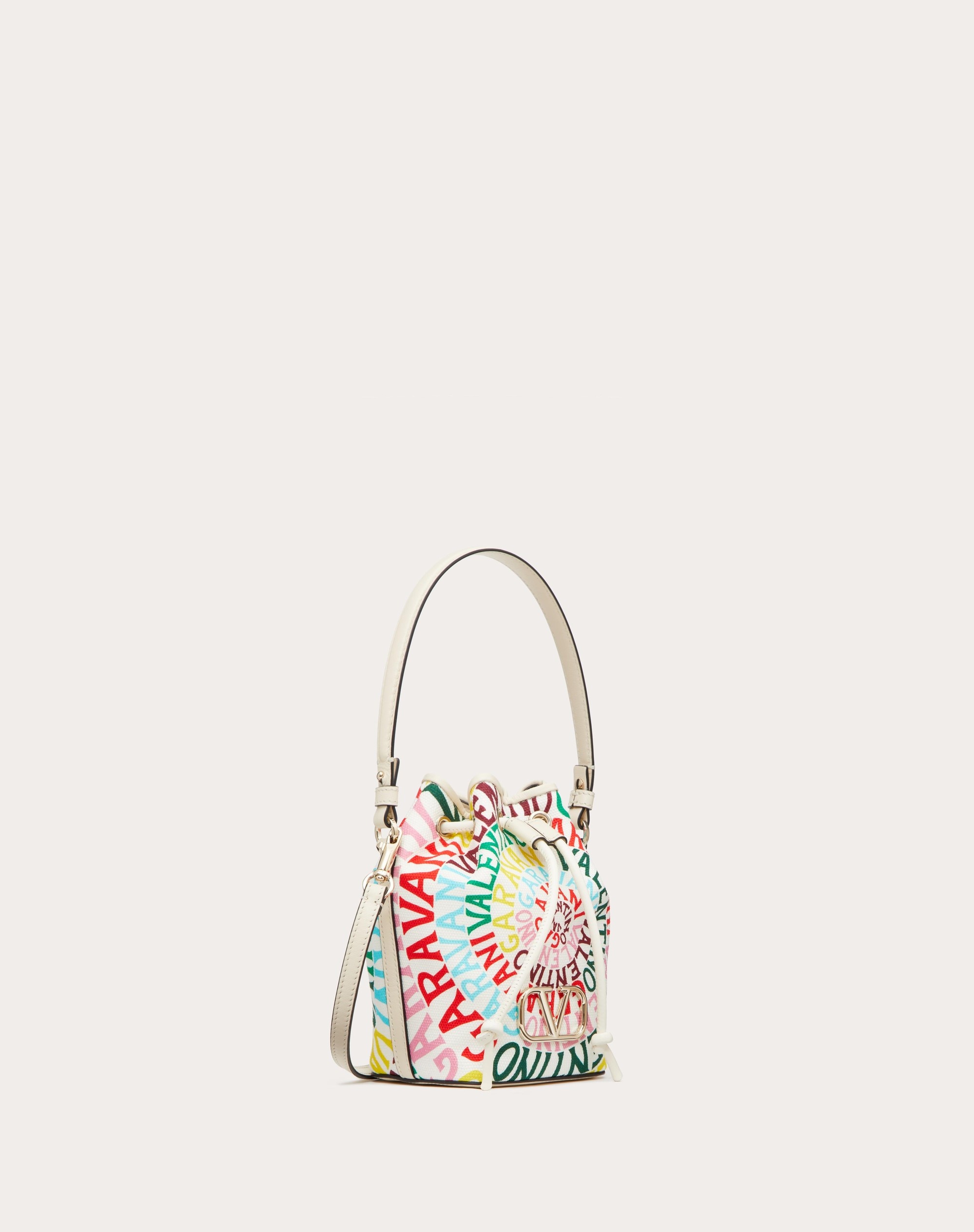 MINI VALENTINO GARAVANI ESCAPE BUCKET BAG IN CANVAS WITH VALENTINO GARAVANI LOOP PRINT - 2