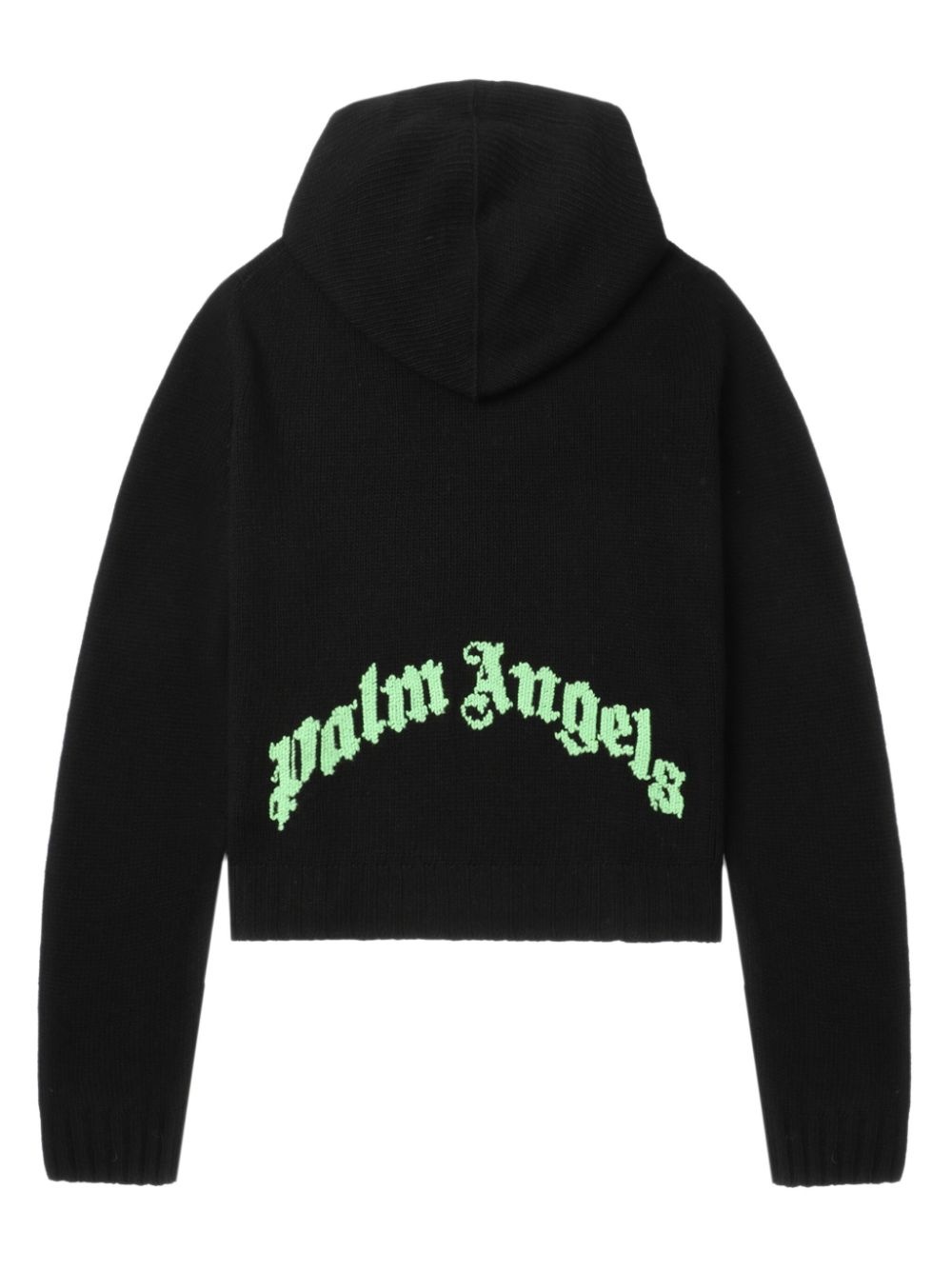 curved logo knitted hoodie - 6