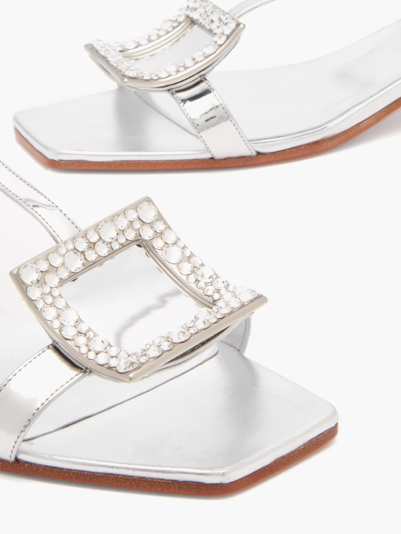 Vicky Viv crystal-buckle metallic-leather sandals - 6