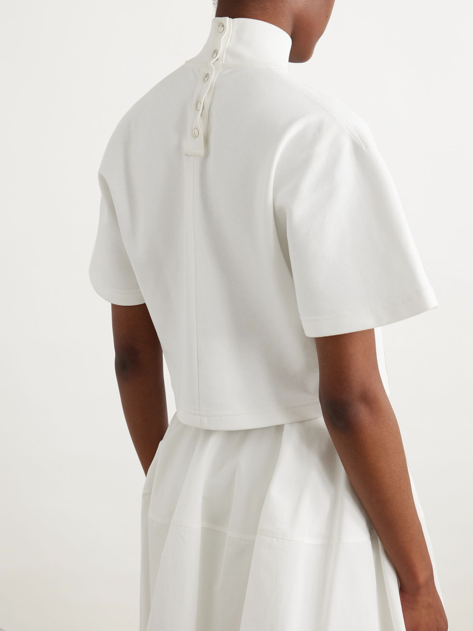 Cropped cotton-jersey turtleneck T-shirt White - 3