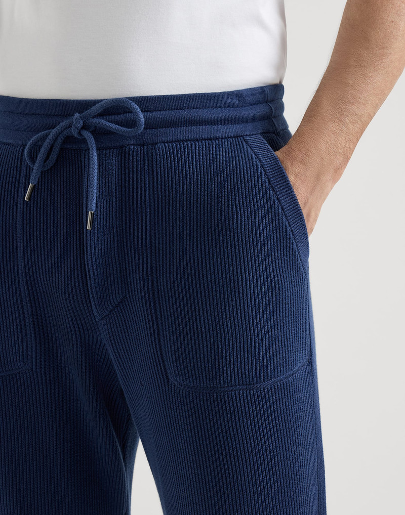 Cotton English rib knit trousers with zipper cuffs 4