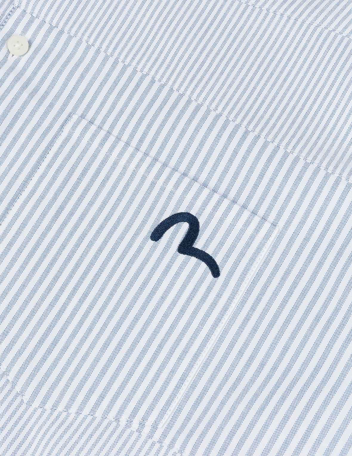 Deconstructed Seagull Embroidery Relax Fit Striped Shirt - 3