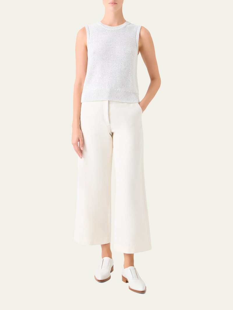 AKRIS Finn Cotton-Linen Gabardine Wide-Leg Pants outlook