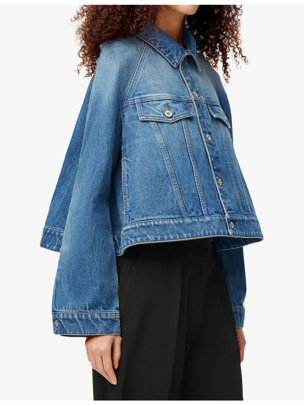 Trapeze-Fit Anagram-Patch Denim Jacket - 3