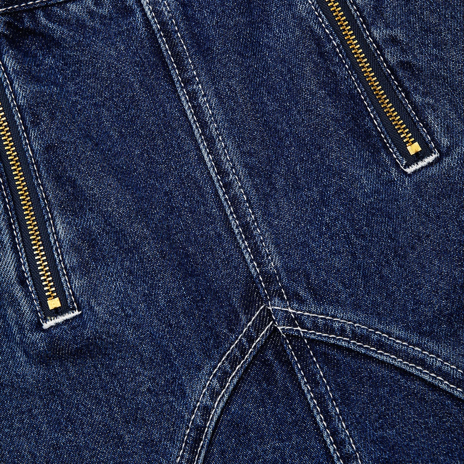 Blue Wide Leg Stitch Detail Jeans - 6