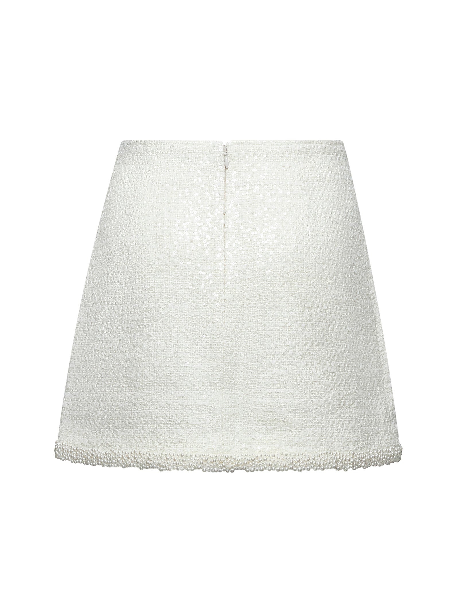 Cream sequin bouclé mini skirt - 2