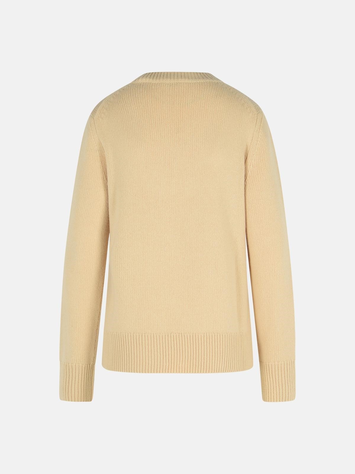 BEIGE CASHMERE BLEND SWEATER - 3