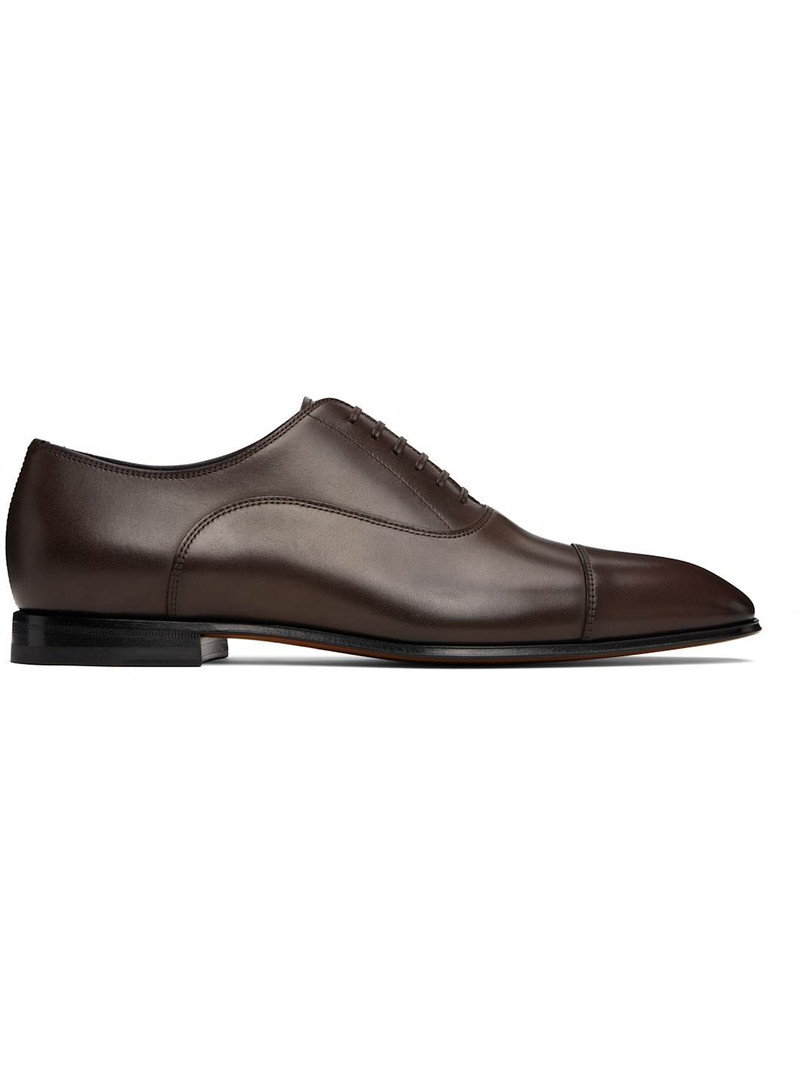 Brown BECKHAM Edition Polished Leather Oxfords 1