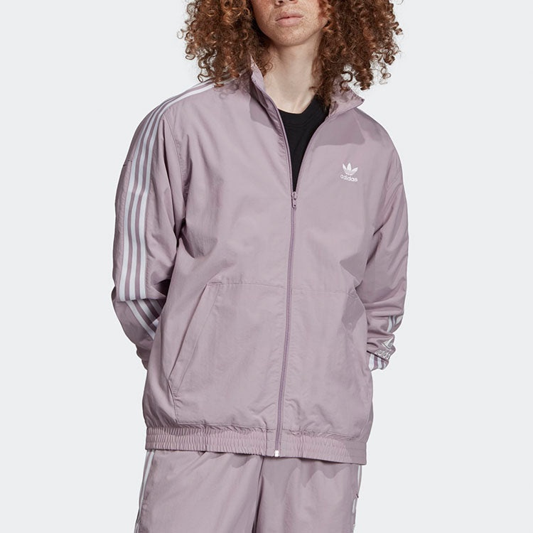 adidas originals Zipper Casual Sports Jacket Purple Gray ED6094 - 3