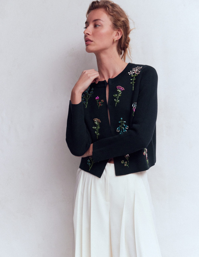 Embellished Knit Cardigan-Navy 6
