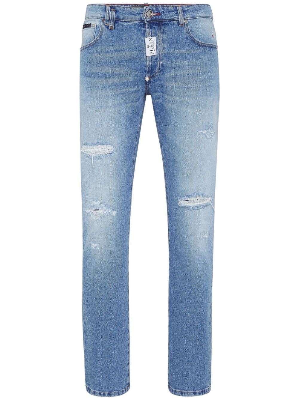 distressed-effect straight-leg jeans - 1