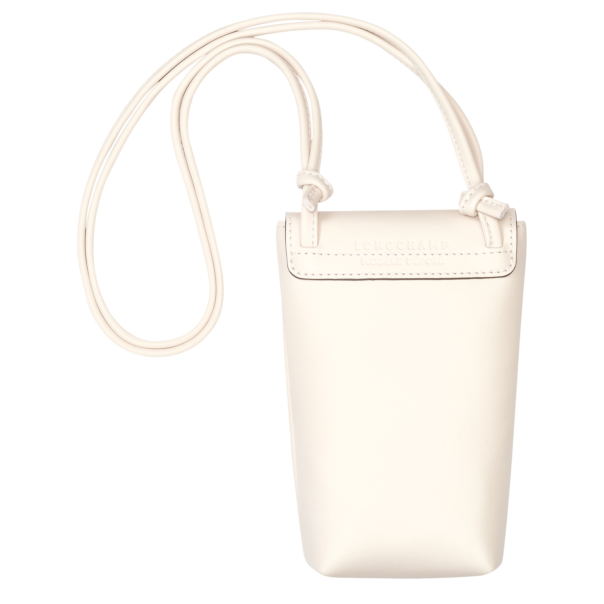 Le Pliage Xtra Phone case with leather lace Ecru - Leather - 4