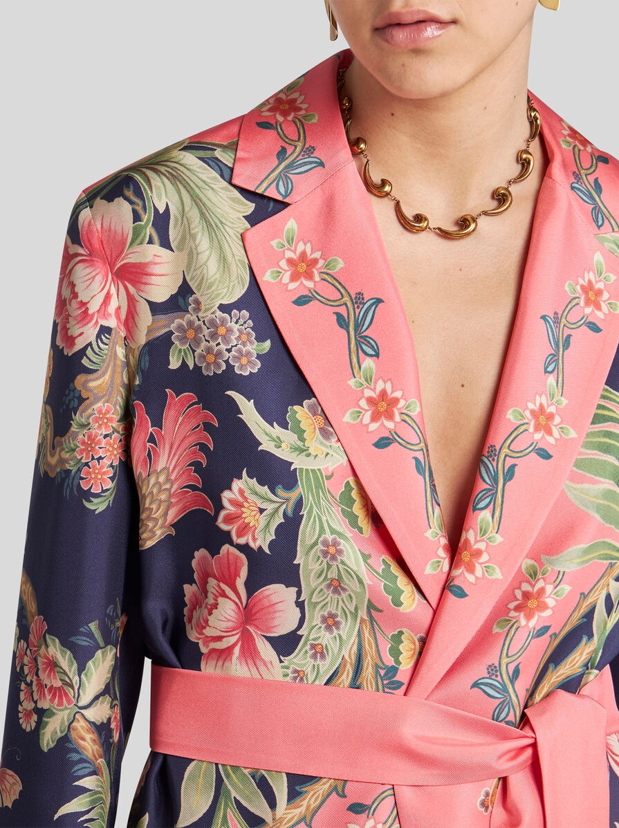 PRINTED SILK WRAPAROUND JACKET - 2