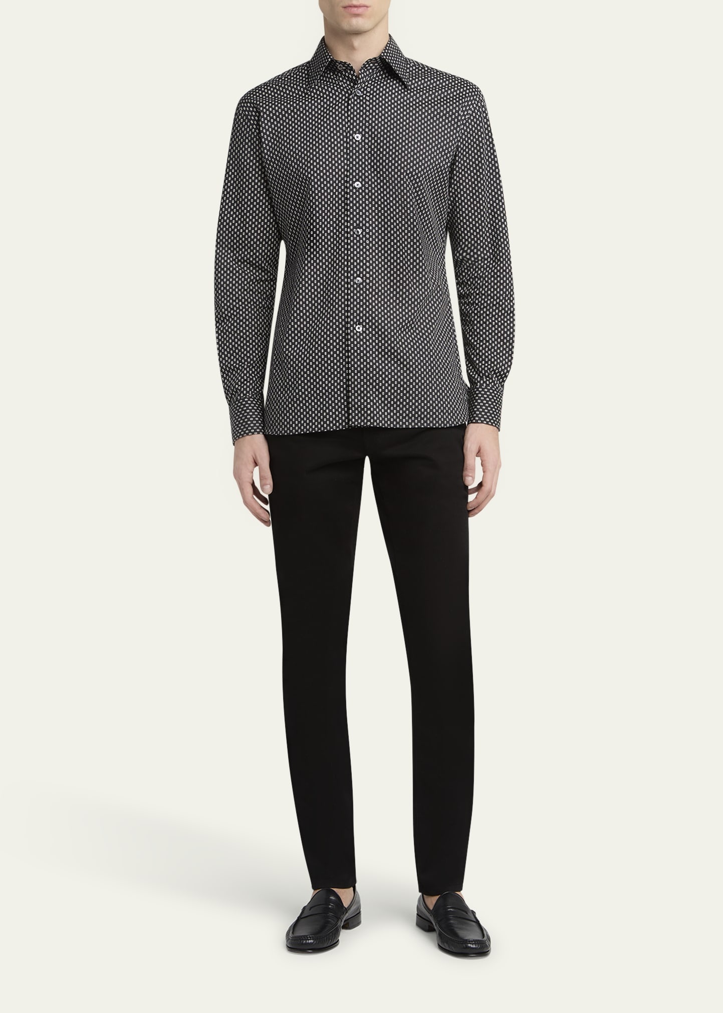 Men's Geometric Cotton Voile Sport Shirt - 2