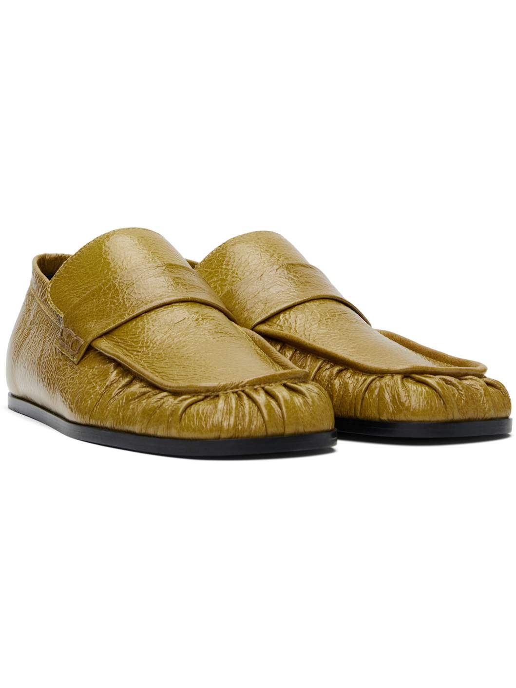 Yellow Patent Leather Loafers - 4