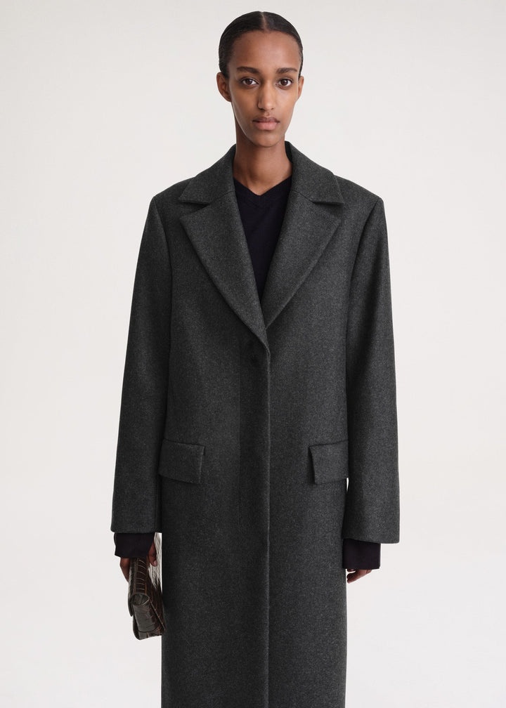 Shearling-collar coat charcoal mélange - 6