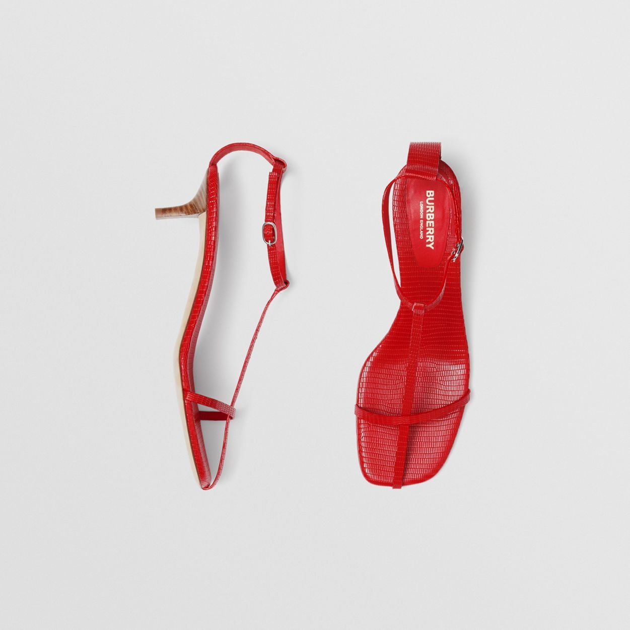 Embossed Leather Kitten-heel Sandals - 2