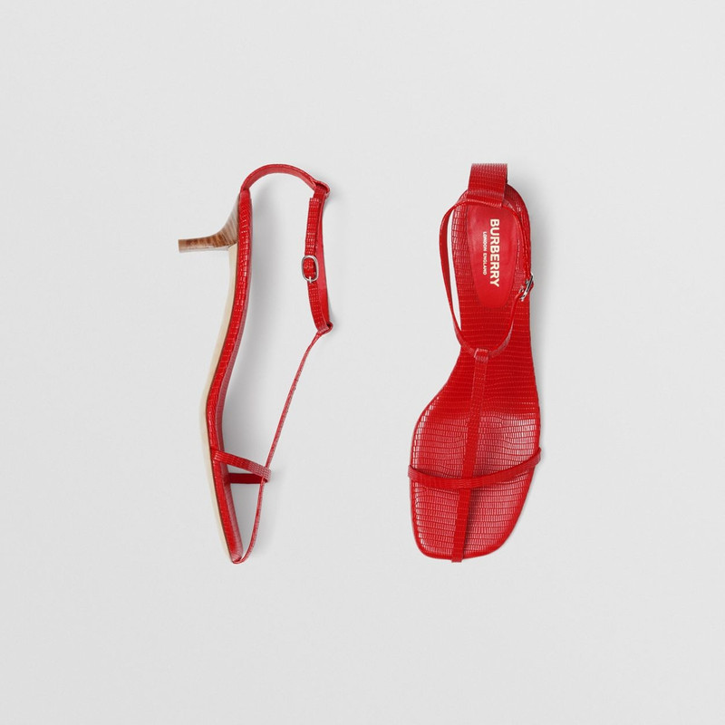 Burberry Embossed Leather Kitten-heel Sandals outlook