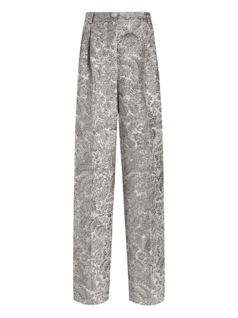 floral-jacquard lamé trousers 1