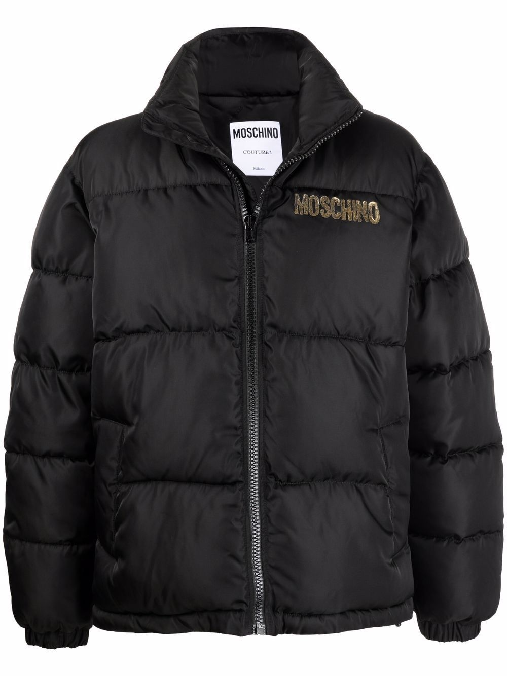 quilted down logo-print coat - 1