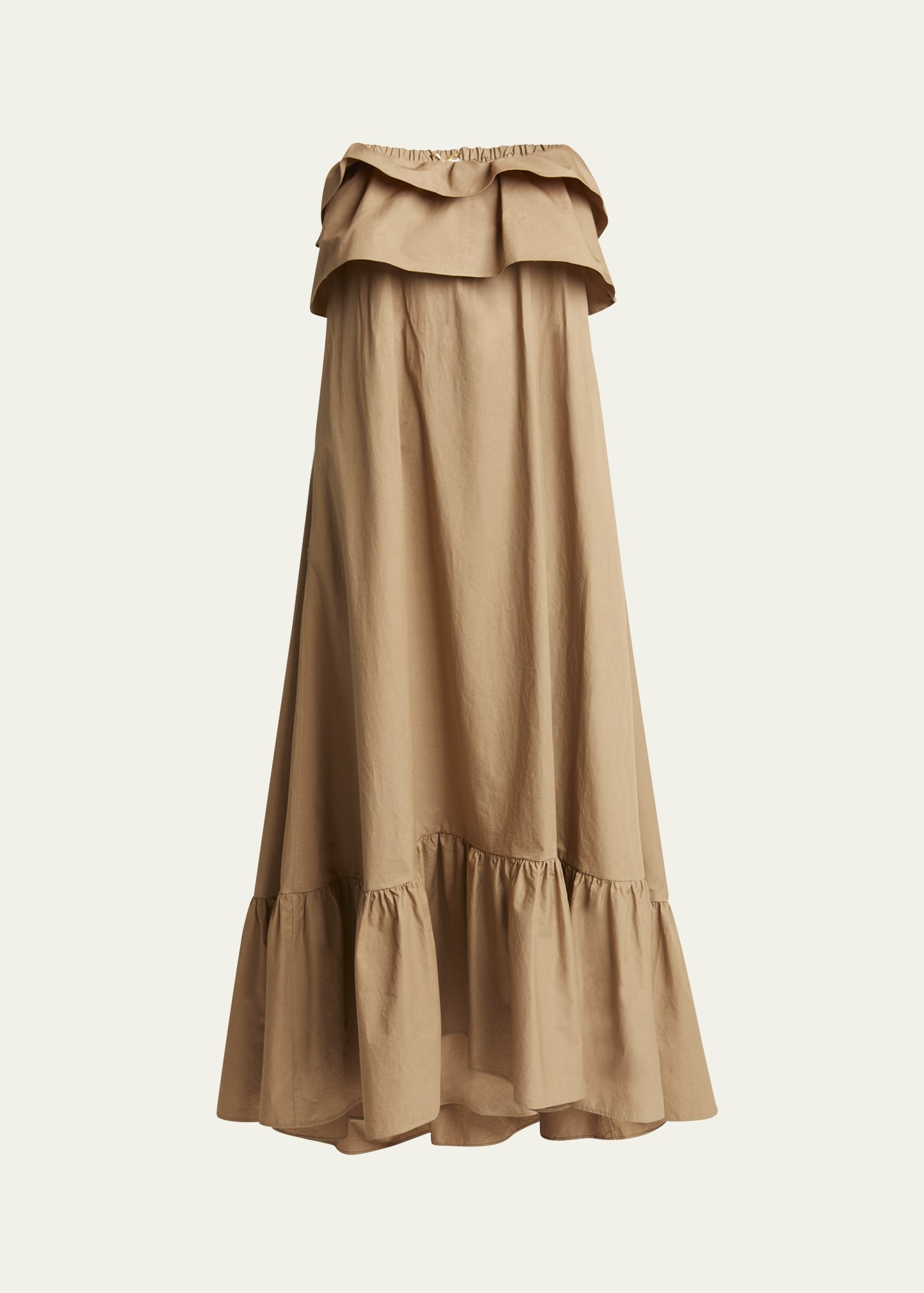 Long Strapless Ruffled Dress - 1