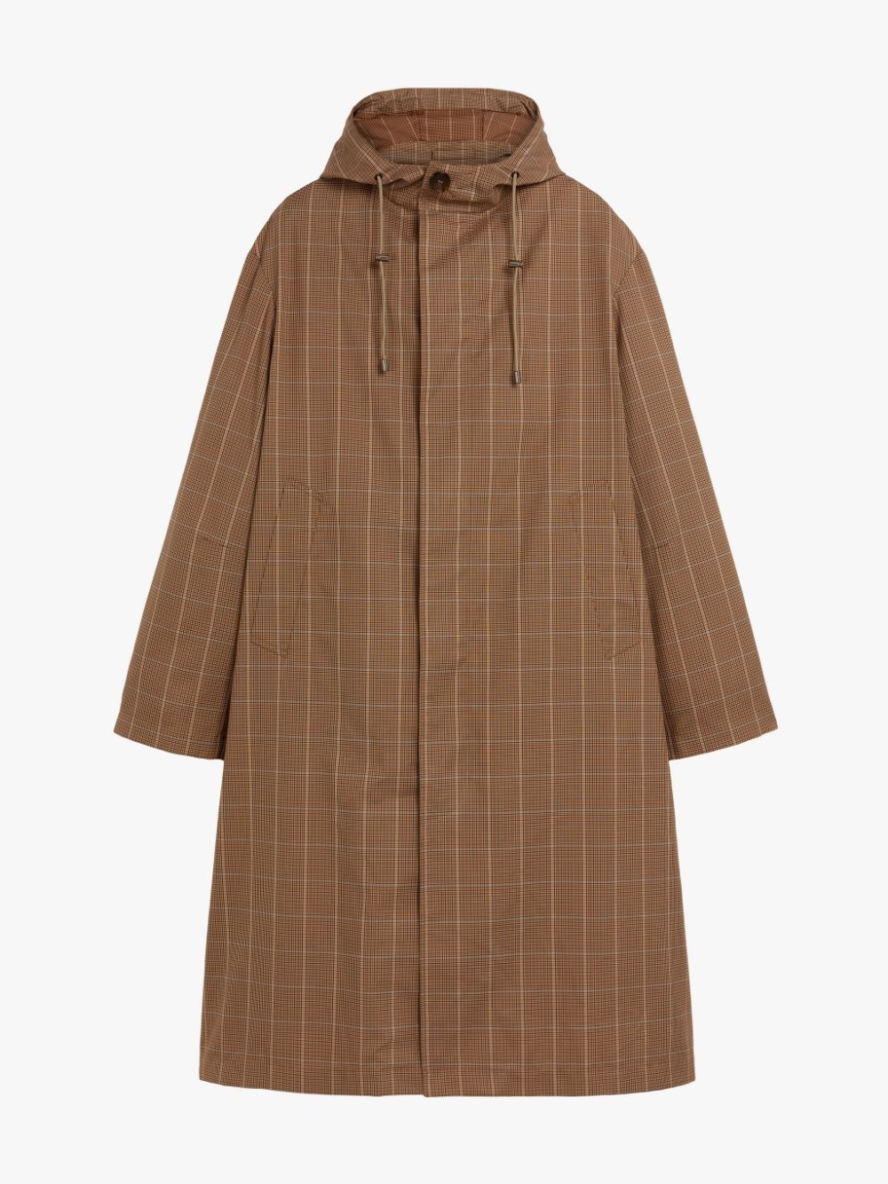 WOLFSON BROWN CHECK HOODED COAT | GMM-219 - 1