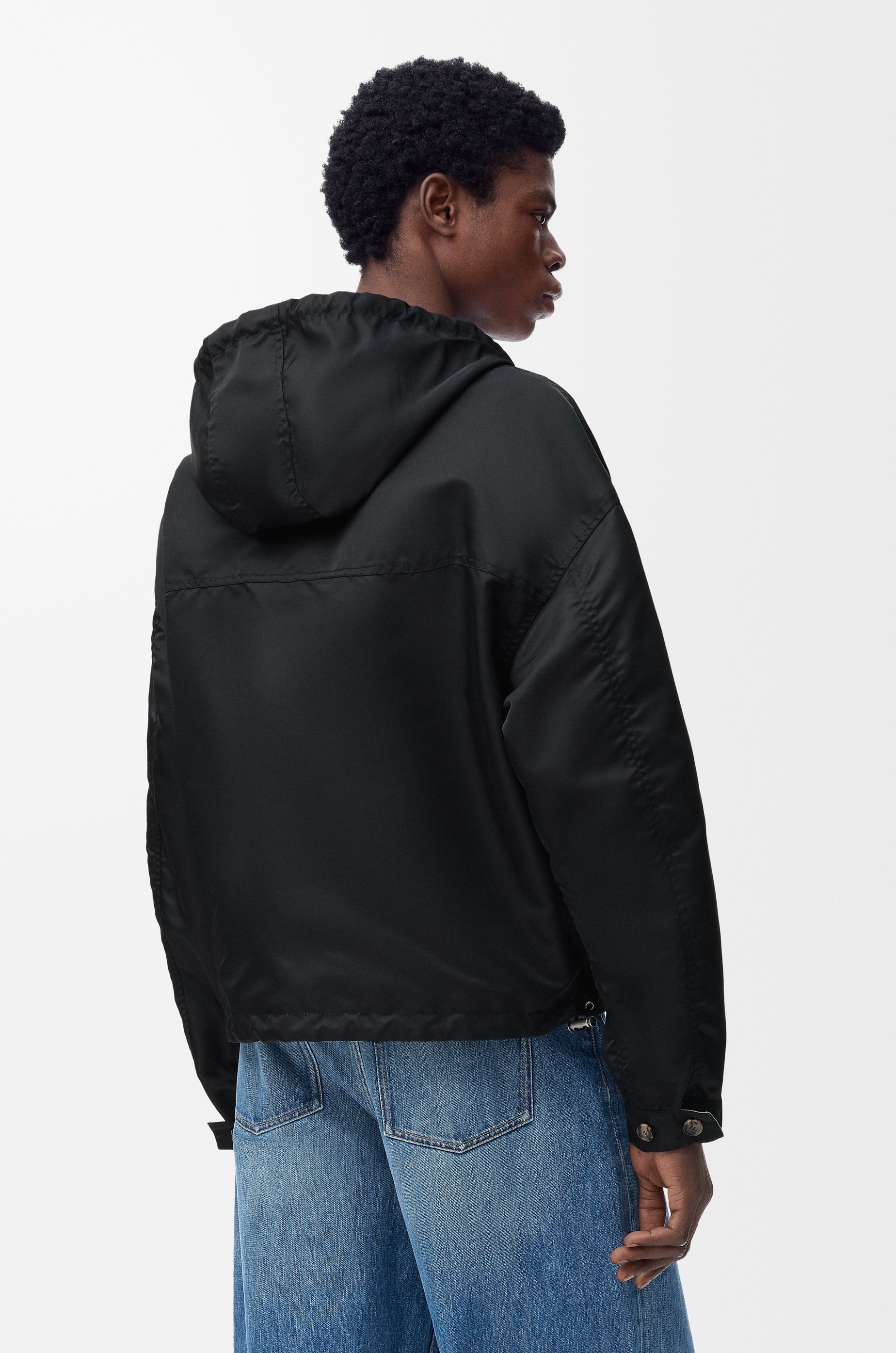 Hooded jacket in polyester and silk - 5