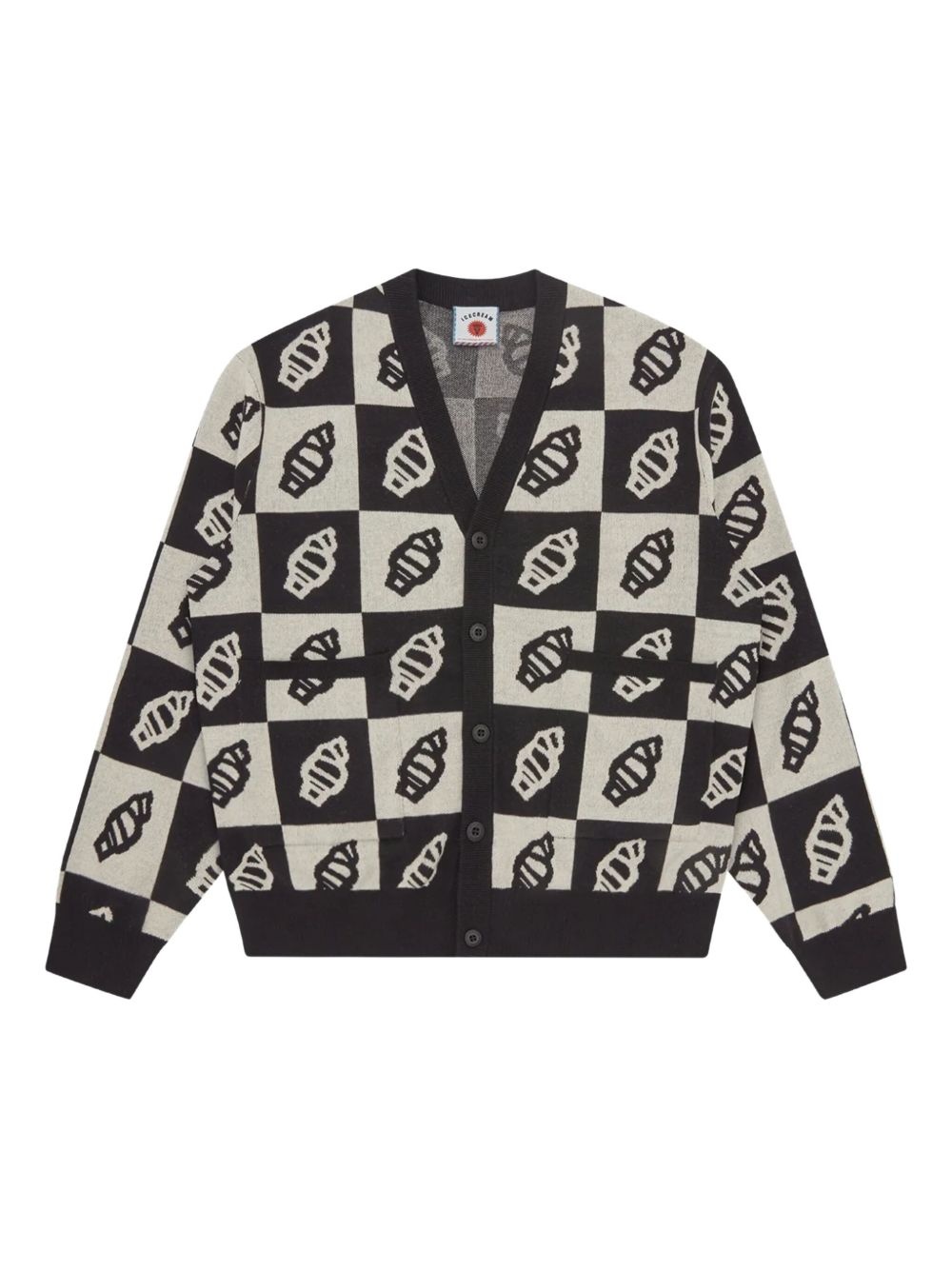 LEAF-MOTIF KNITTED CARDIGAN - 1