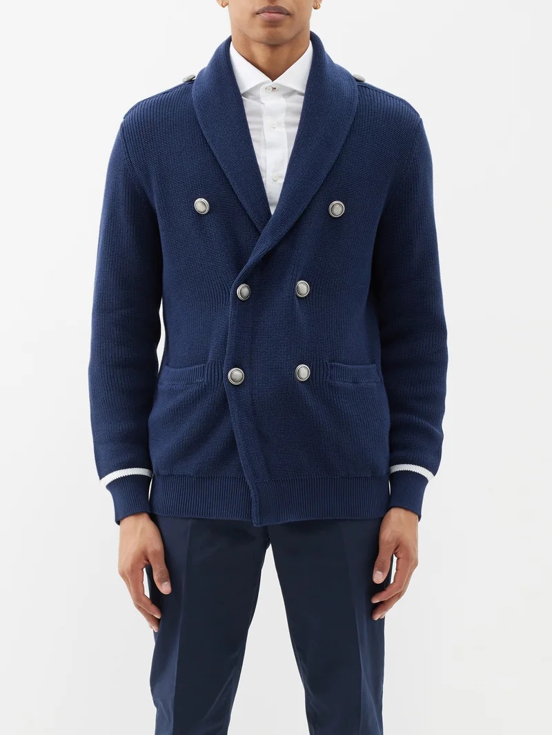 Brunello Cucinelli Shawl-collar double-breasted cotton