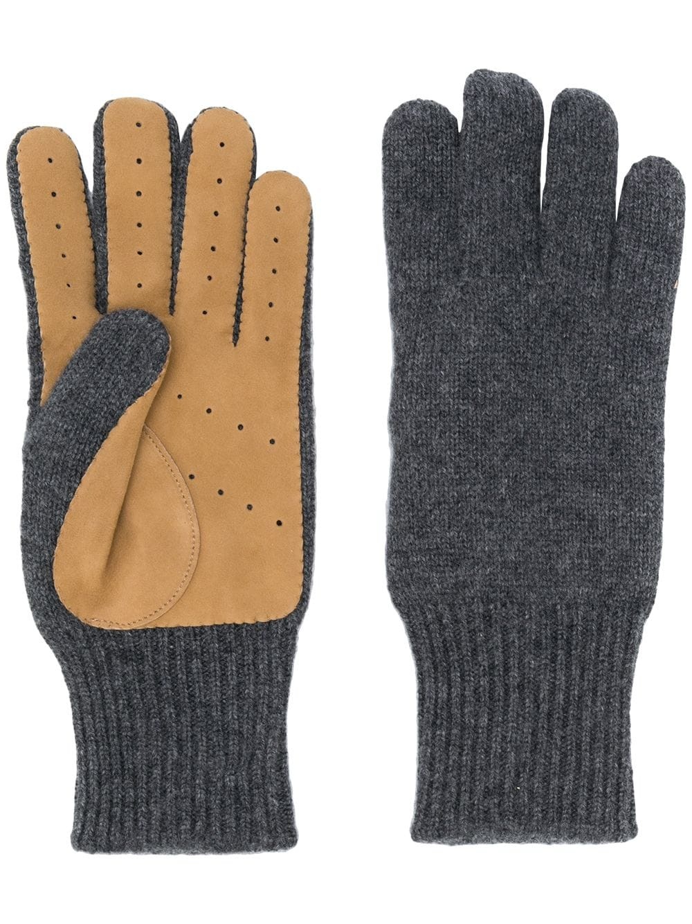 panelled knitted gloves - 1