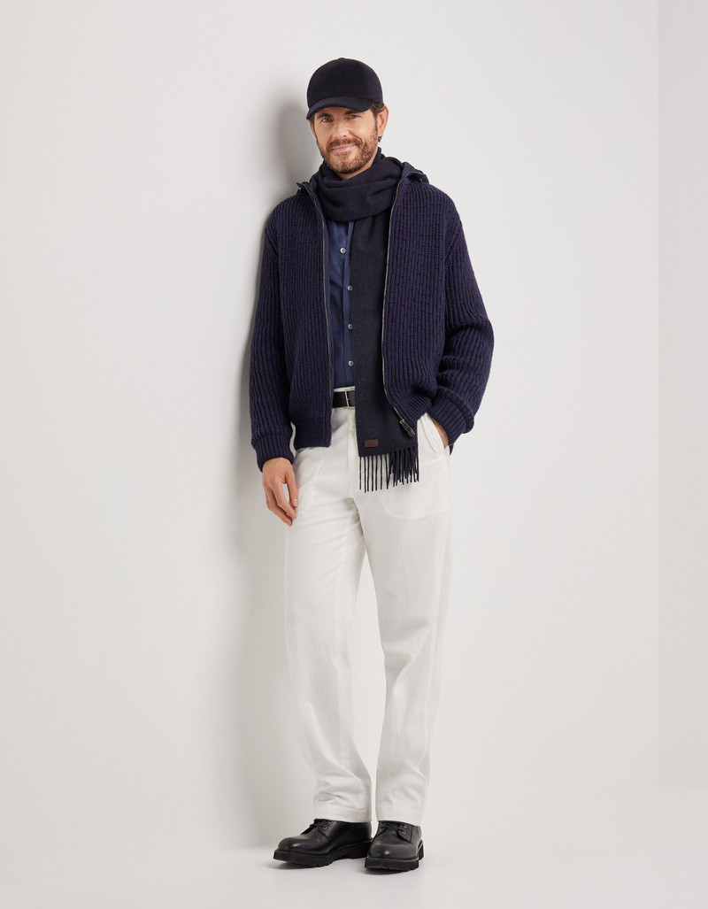 Canali BLUE MIXED-MATERIAL MERINO WOOL BLOUSON JACKET outlook