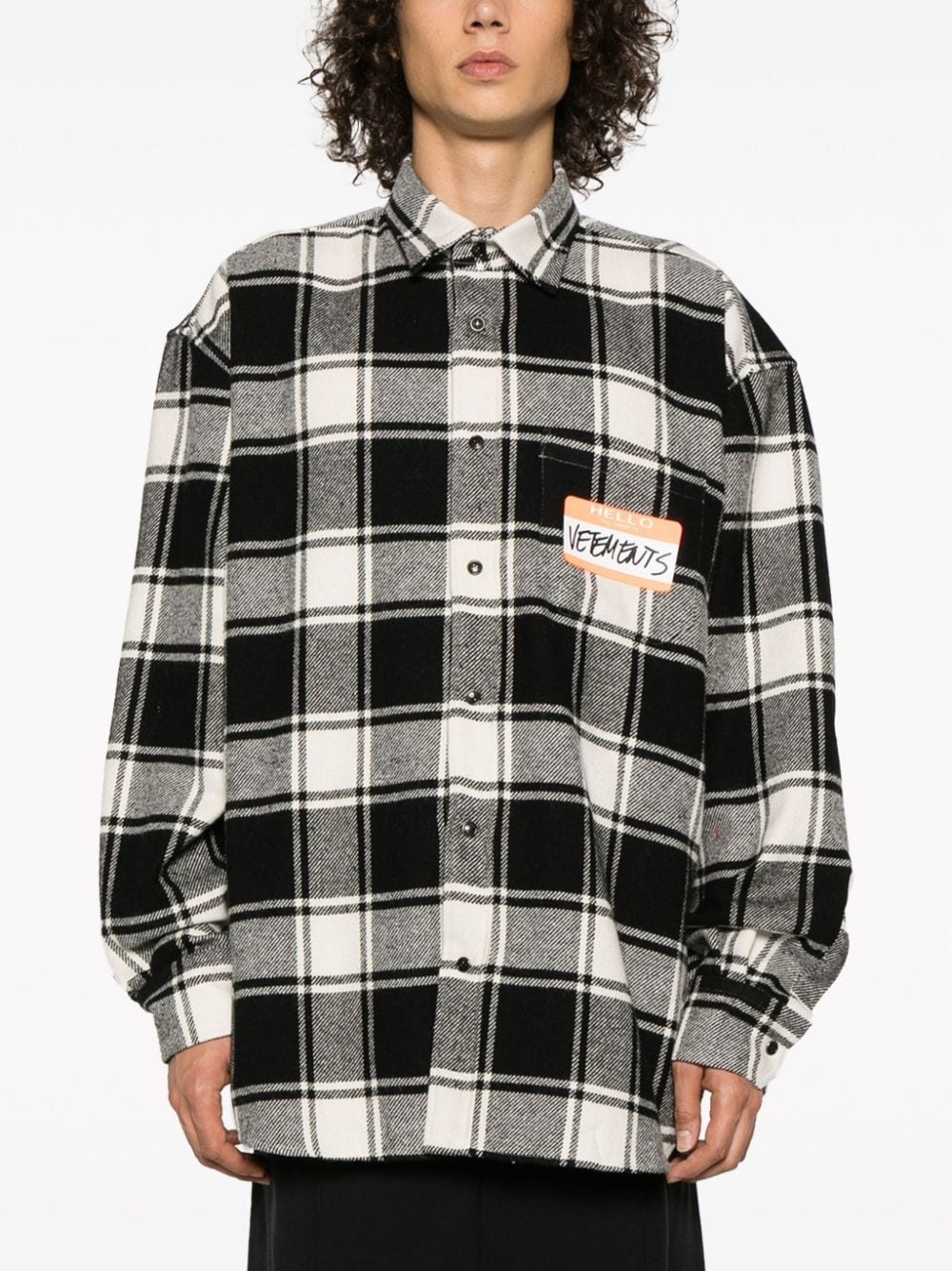 logo-appliqué plaid shirt - 4