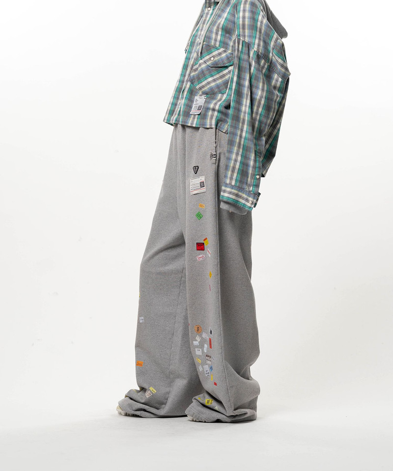 Price Tag Sticker Printed Wide Sweat Pants 12