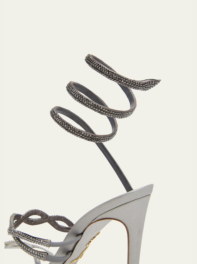 RENE CAOVILLA 105mm Crystal-Embellished Satin Snake-Wrap Sandals outlook